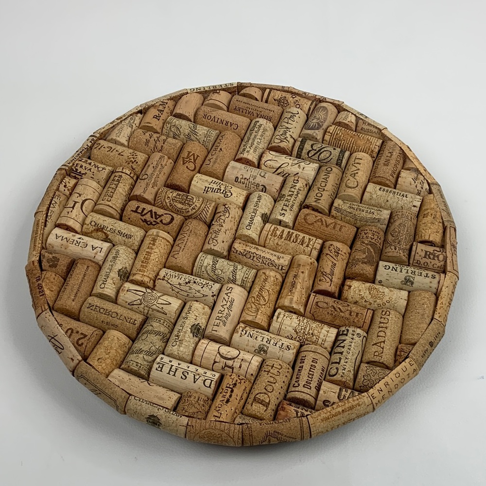 Cork Trivet Round Lazy Susan Mat decoration spinner Wine Cork Design